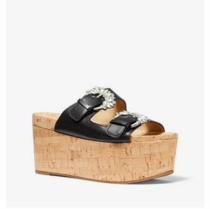 Michael Kors embellished leather & cork 👡